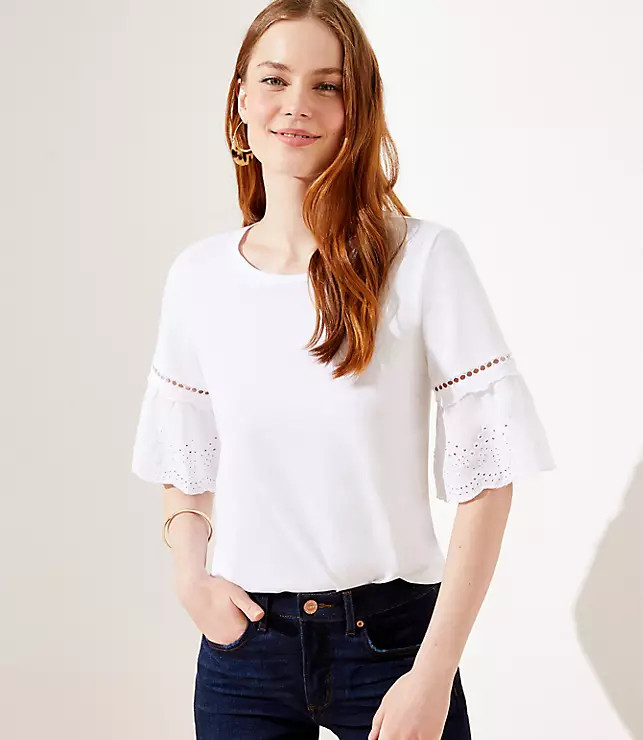 Eyelet Sleeve Top | LOFT | LOFT
