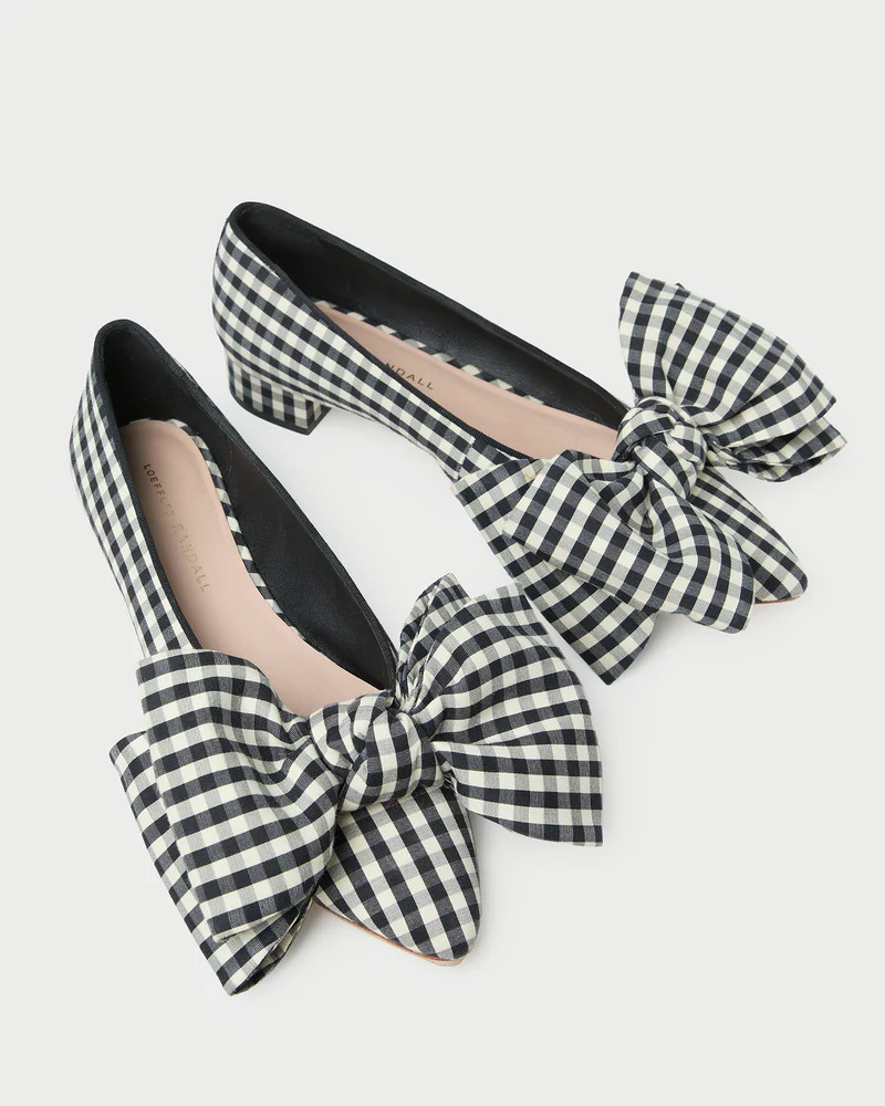Noa Black/White Gingham Bow Flat | Loeffler Randall