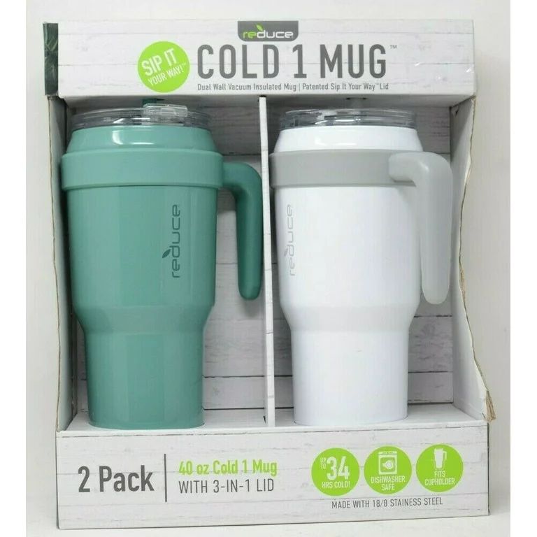 Reduce 40-oz. Cold1 Mug, 2 Pack Green/White | Walmart (US)