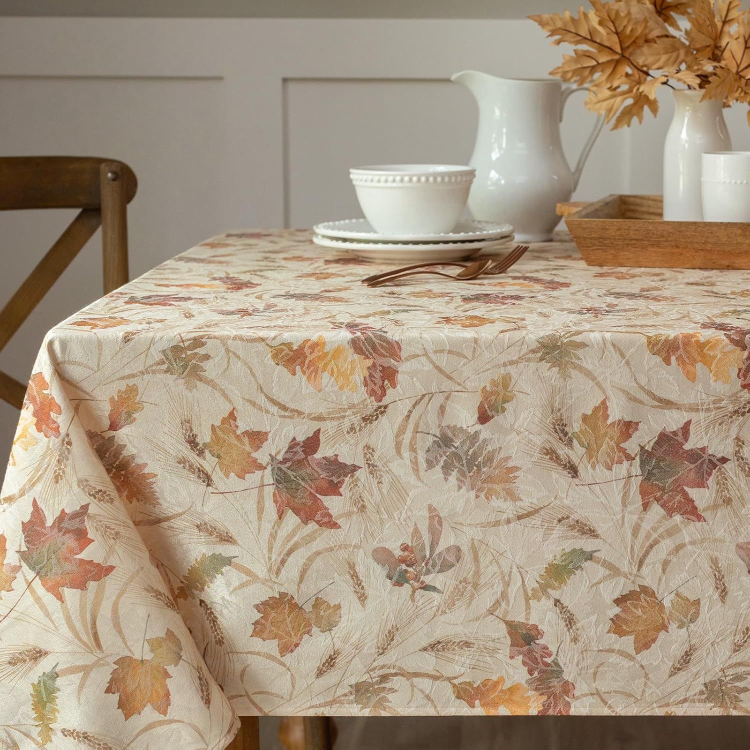 Benson Mills Autumn Jacquard Printed Fabric Tablecloth for Fall, Harvest, and Thanksgiving Table ... | Amazon (US)