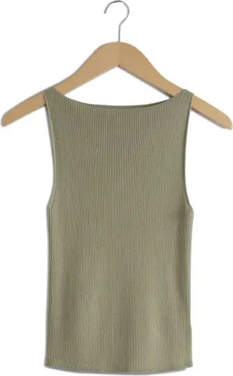 & Other Stories Nadine Sleeveless Rib Sweater | Green Top | Green Sweater Top | Nordstrom