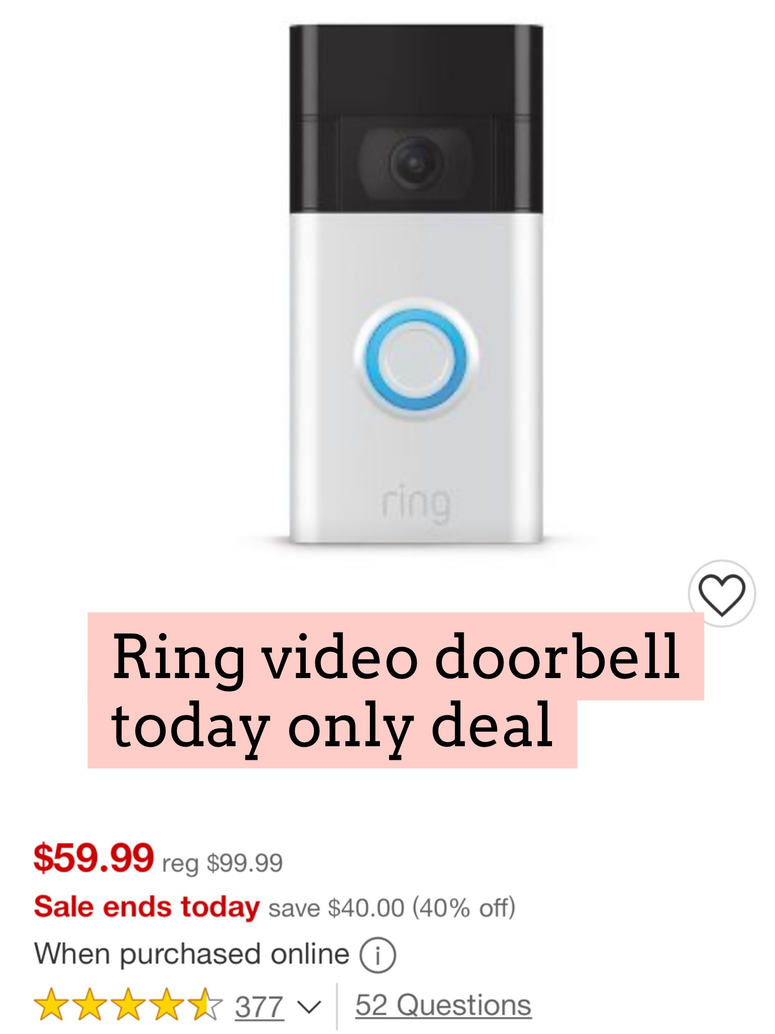 Ring video doorbell 

#LTKunder100 #LTKsalealert #LTKhome