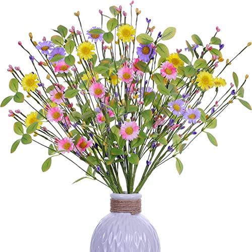 Yawwind 6 PCs Artificial Spring Flowers 17 Inches Summer Flower Branches Faux Floral Picks with Daisy Berry for Vase Home Indoors Flower Arrangements Table Centerpieces | Amazon (US)