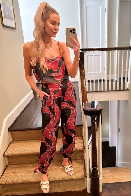 I never turn down a matchy matchy moment! Picked up this printed set during a Memorial Day sale! FYI: it runs BIGGGGGGG so size down! I took a XS in the pants and small in the top, and will probably still get them altered a bit more! 

#LTKshoecrush #LTKFind #LTKstyletip