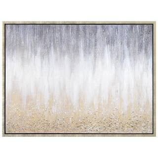 Golden Cascade Textured Glitter Hand Painted Framed Canvas Wall Art, 30 in. x 40 in. | The Home Depot