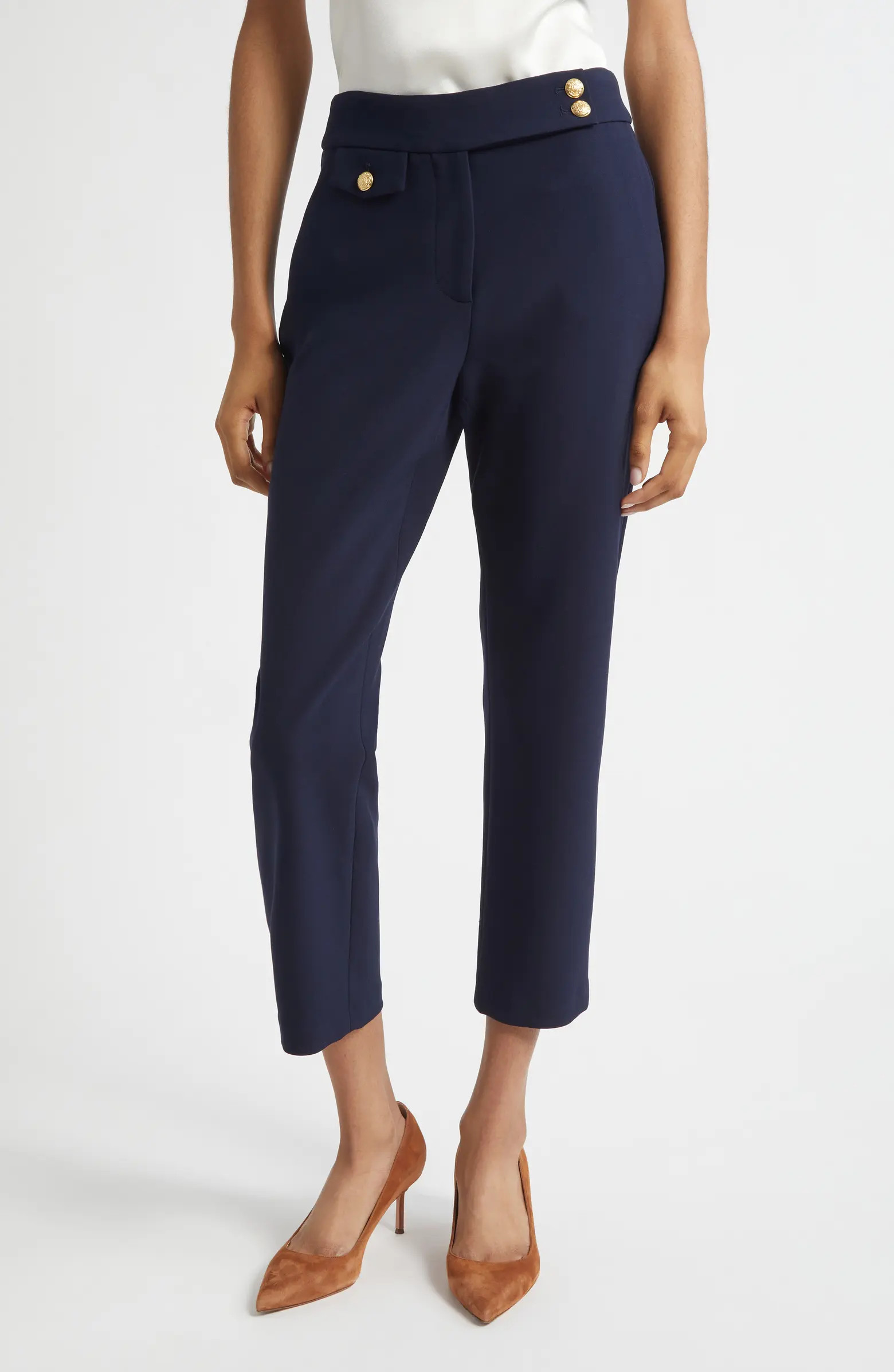 Renzo Crop Cotton Blend Trousers | Nordstrom