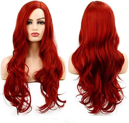 Baruisi Long Curly Wavy Red Wigs for Women Side Part Natural Looking Cosplay Synthetic Fiber Wig ... | Amazon (US)