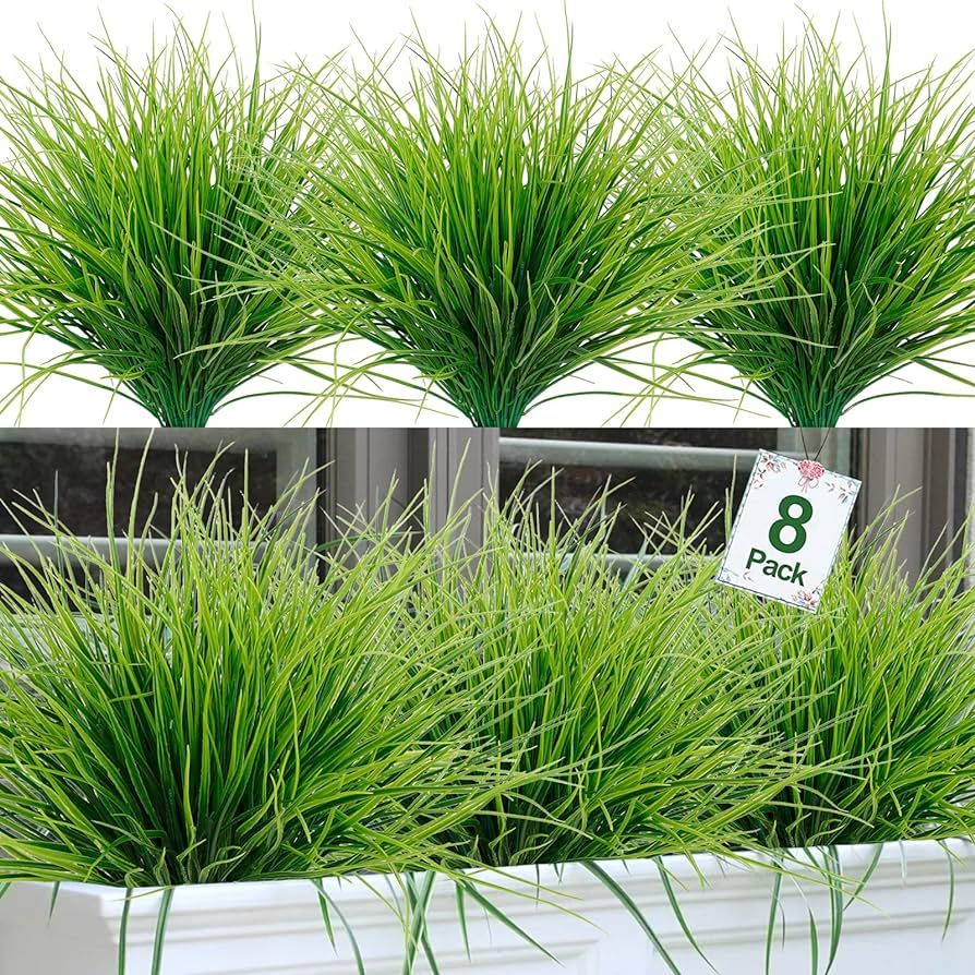 KHOYIME 8 Bundles Artificial Plants Fake Wheat Grass Bushes, Faux Plastic Greenery Shrubs Green S... | Amazon (CA)