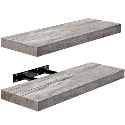 2 Pack 16 Inch Sorbus Coastal Rectangle Floating Shelves - for Home Décor to Display Trophies, Books, Frames, and more (Gray) | Target