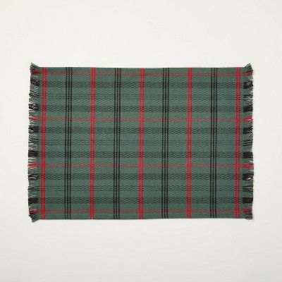 Tartan Plaid Placemat Dark Green/Red - Hearth &#38; Hand&#8482; with Magnolia | Target