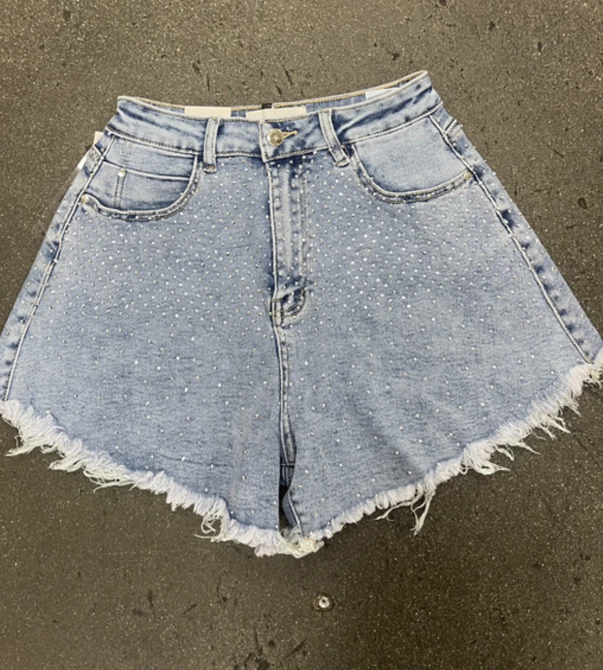 Hadley Embellished Denim Short - Light Denim S / Denim | MISS LOLA
