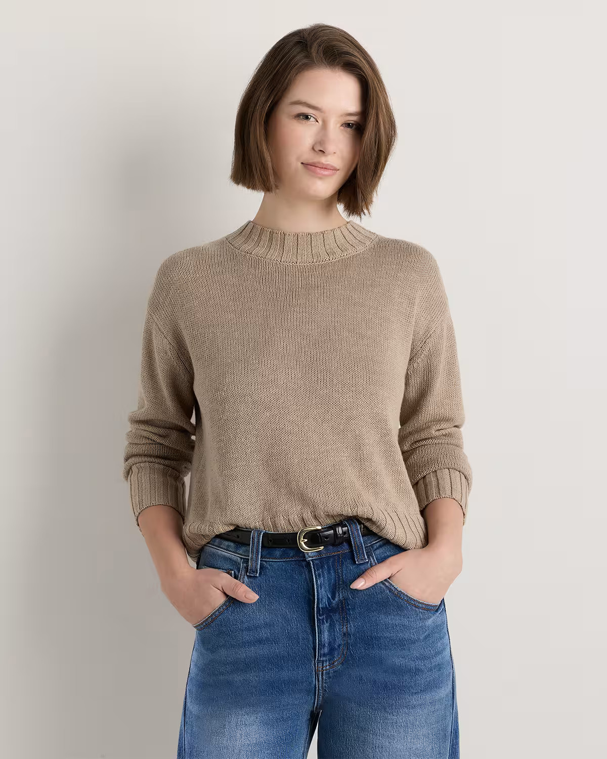 Cotton Linen Relaxed Crew Sweater | Quince