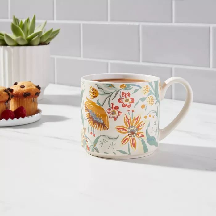 15oz Stoneware Floral Mug - Threshold&#8482; | Target