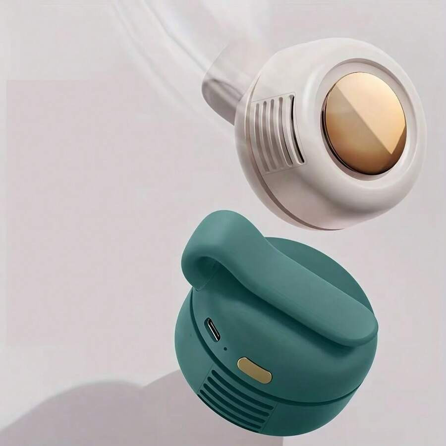 Ventilador eléctrico portátil sin aspas silencioso, ventilador con clip para camisa, ventilador de cuello manos libres de 3 velocidades, adecuado para uso al aire libre, viajes, oficina, accesorio de viaje, regalo, capacidad de batería: 1000mAh, esencial de verano | SHEIN