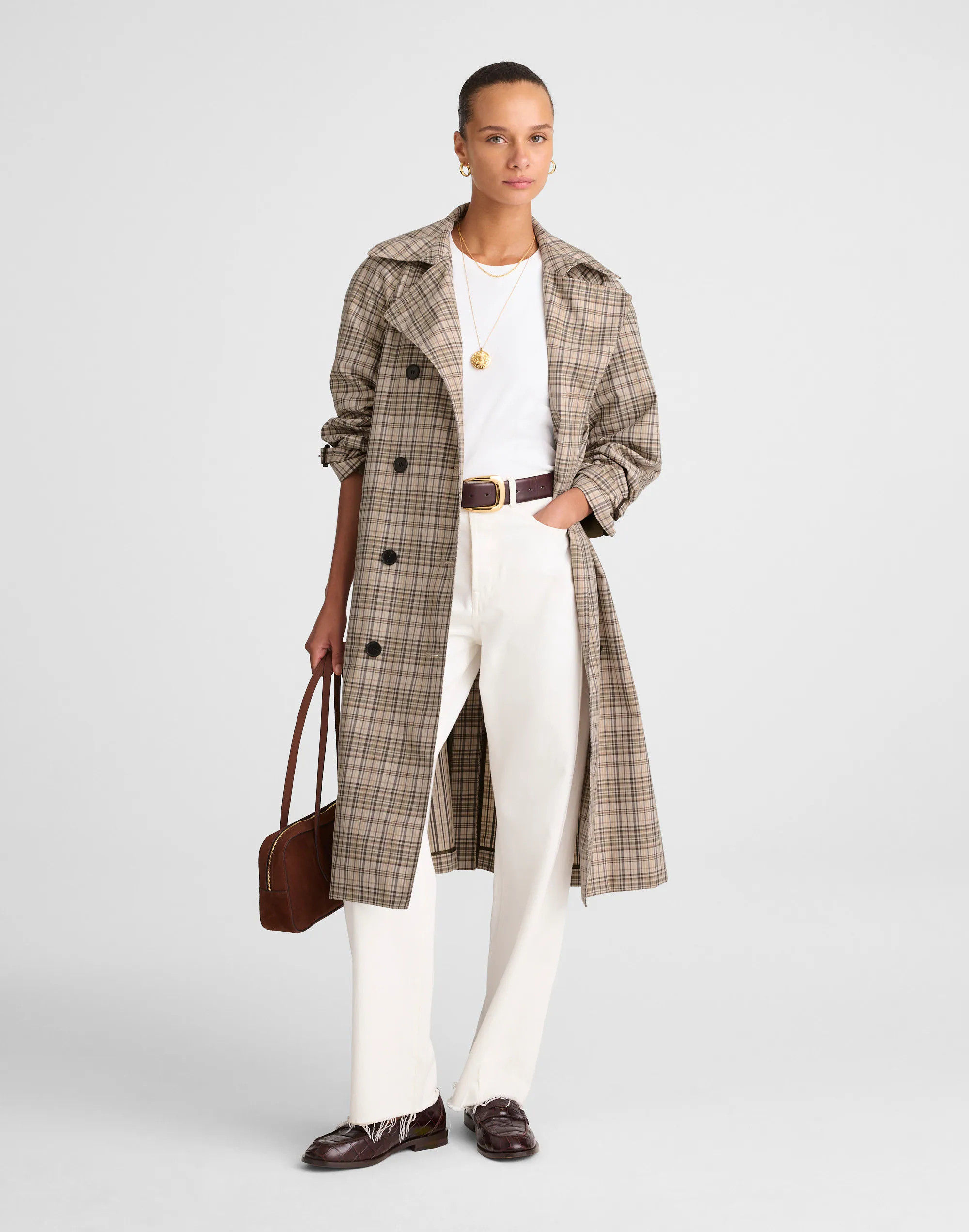Double-Breasted Trench Coat in Plaid | Madewell | Madewell