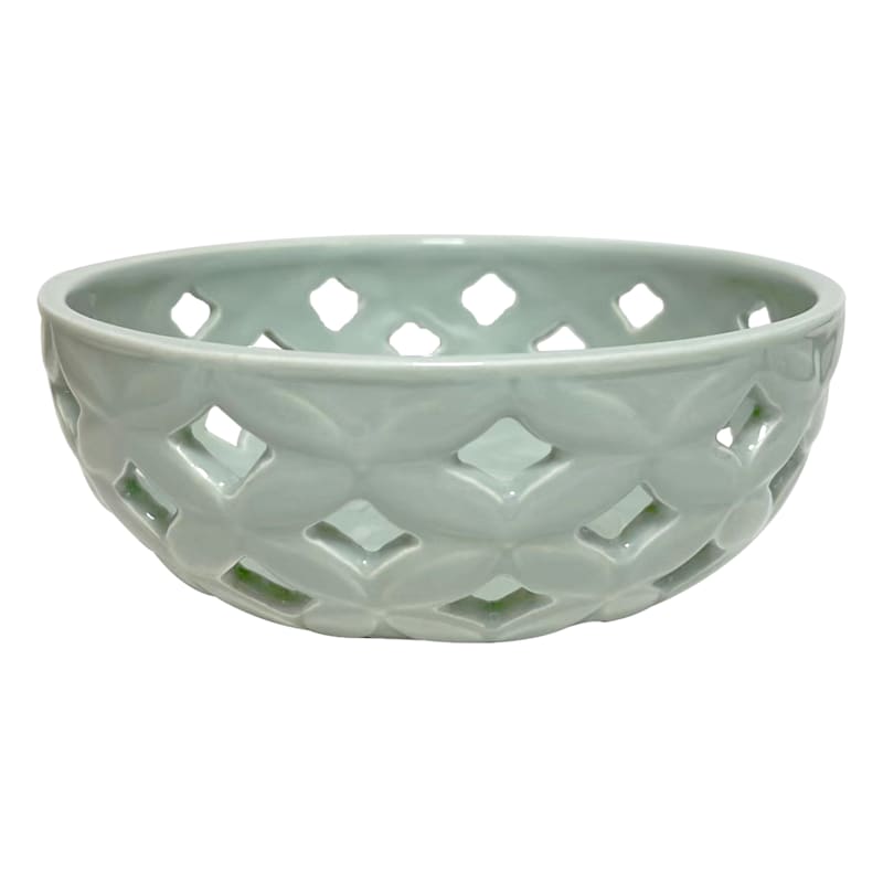 6.8X2.5 Cutout Green Ceramic Bowl | At Home
