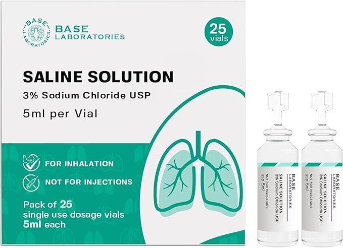 BASE LABORATORIES 3% Saline Solution for Nebulizer Machine | Saline Solution for Inhalation & Nas... | Amazon (US)