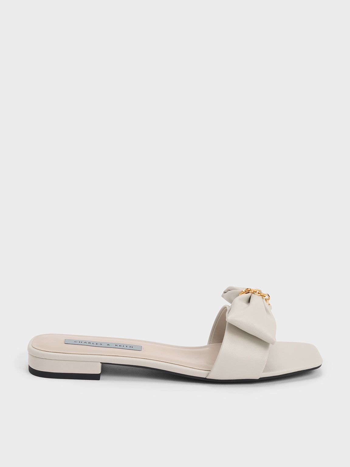 Chalk Chain-Link Bow Slides | CHARLES & KEITH | Charles & Keith US