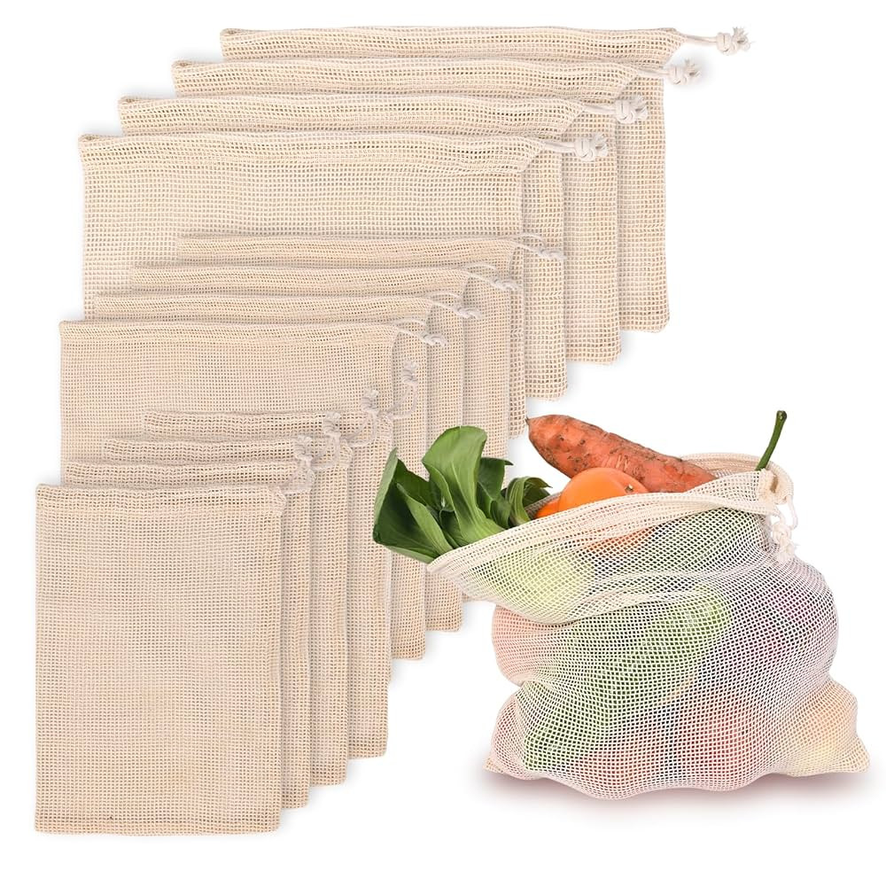 12Packs Reusable Produce Bags Reusable Washable - Vegetable Grocery Cotton Mesh Bags for Farmers ... | Amazon (US)