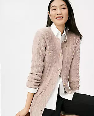 Long Cable Cardigan | Ann Taylor