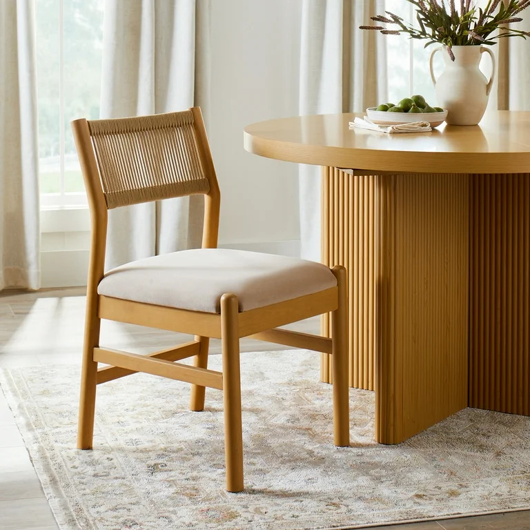 Better Homes & Gardens Lillian Fluted Dining Chairs 2 Pack, Pine and Cream | Walmart (US)