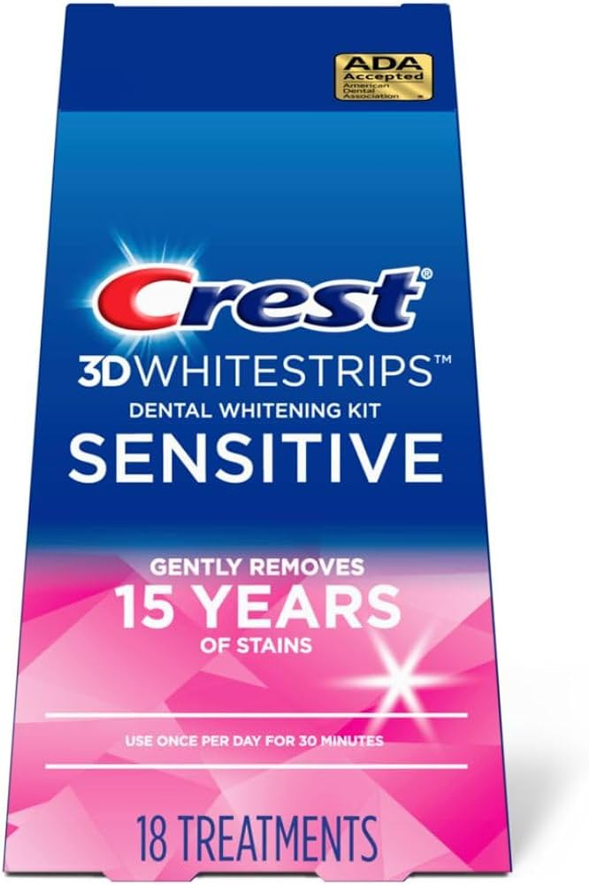 Crest 3D Whitestrips Sensitive At-home Teeth Whitening Kit, 18 Treatments, Gently Removes 15 Year... | Amazon (US)