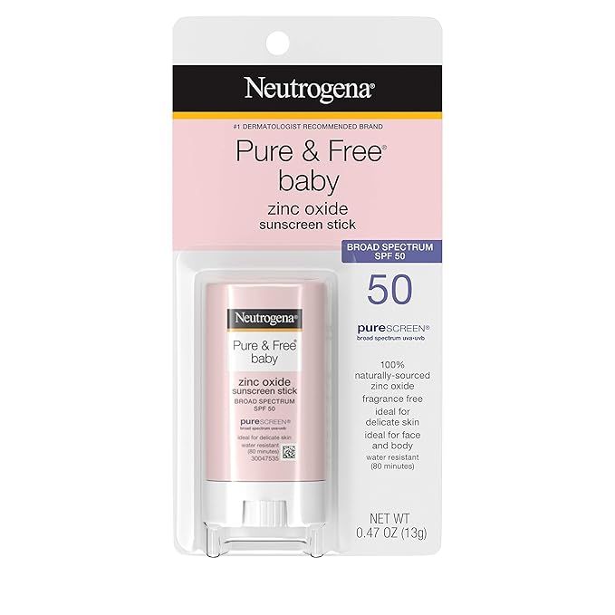 Neutrogena Pure & Free Baby Mineral Sunscreen Stick with Broad Spectrum SPF 50 & Zinc Oxide, Wate... | Amazon (US)