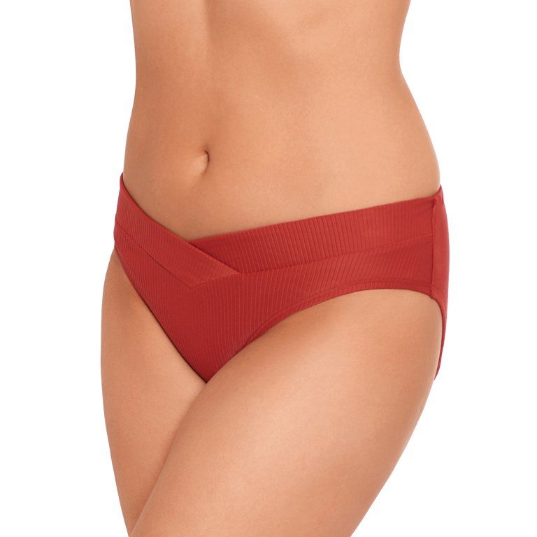 Time and Tru Women's Elevated Rusty Brick Rib V Bottom | Walmart (US)