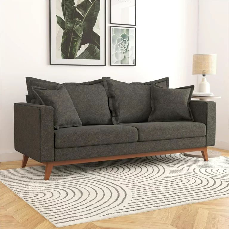 DHP Miriam Pillowback Wood Base Sofa, Gray Linen | Walmart (US)
