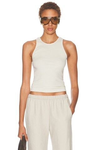 Enza Costa Cotton Rib Boy Tank Top in Cream | FWRD 
