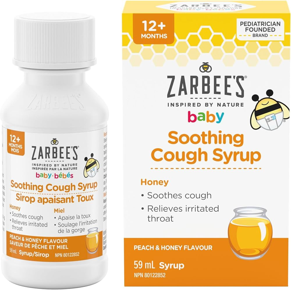 Zarbee's Baby Soothing Cough Syrup, Sore Throat Relief, Naturally Sourced Honey, Dye-Free, Peach ... | Amazon (CA)