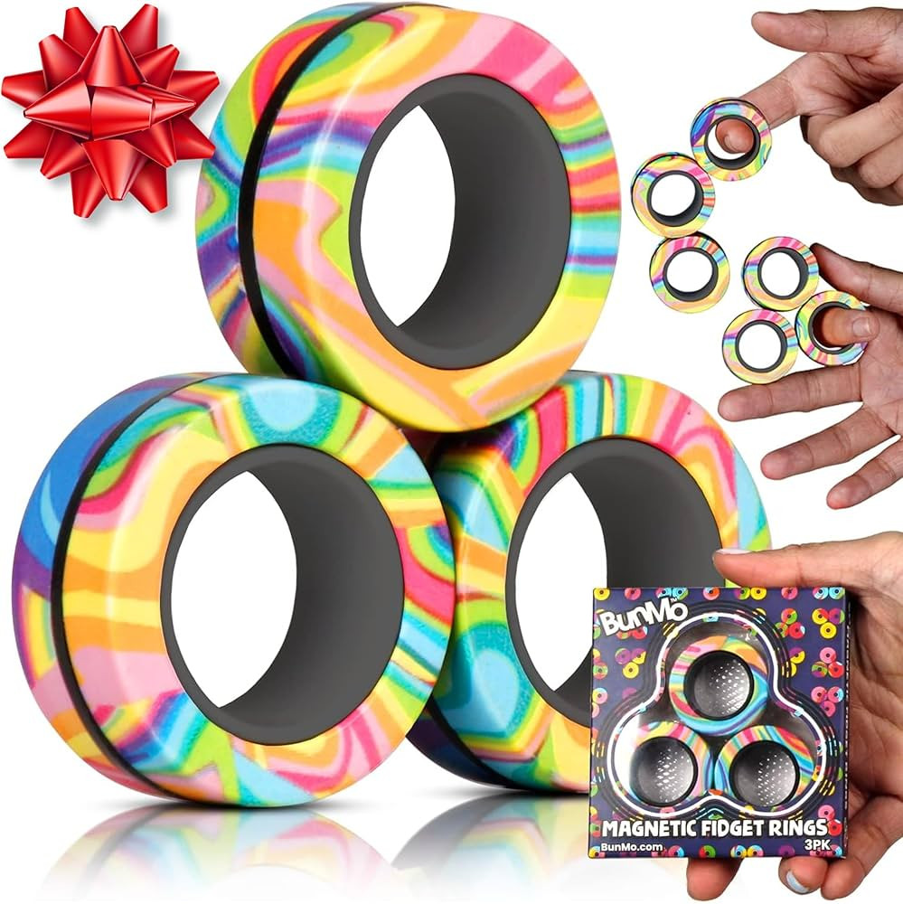 BUNMO Stocking Stuffers for Teens - Magnetic Rings - Fidget Toys Adults - Magnetic Fidget Rings -... | Amazon (US)