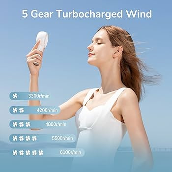 JISULIFE Handheld Turbo Fan [16H Max Cooling Time] Mini Portable Hand Fan, 4000mAh USB Rechargeab... | Amazon (US)