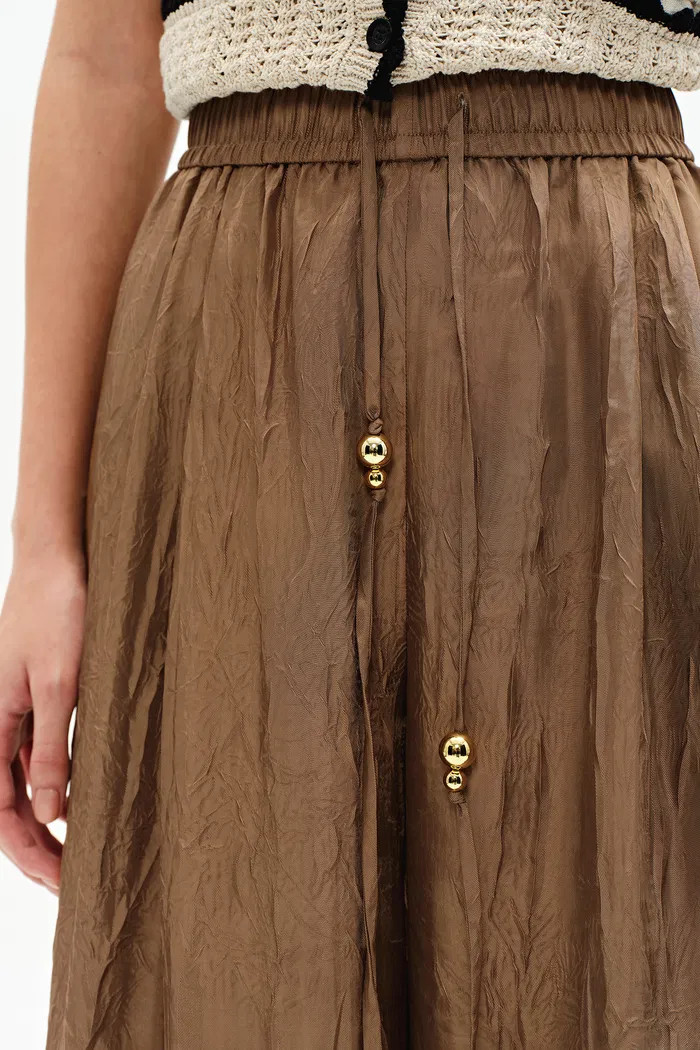 Louise Textured Loose Boho Pants in Wrinkled Satin | Fabrique