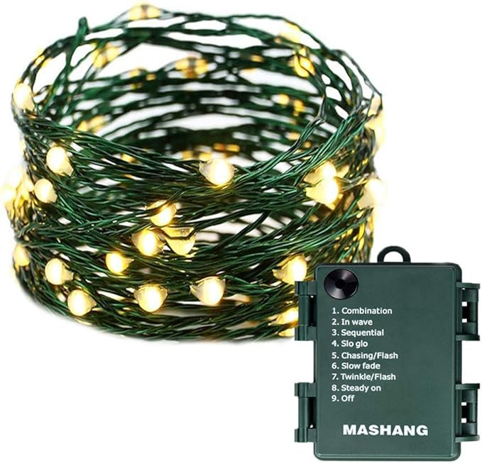 MASHANG Christmas Lights Battery String Lights 33FT 100 Micro LEDs Starry Lights Fairy Lights Fir... | Amazon (US)