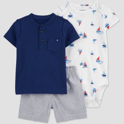 Carter's Just One You® Baby Boys' Sailboat Top & Bottom Set - Blue/White 12M | Target