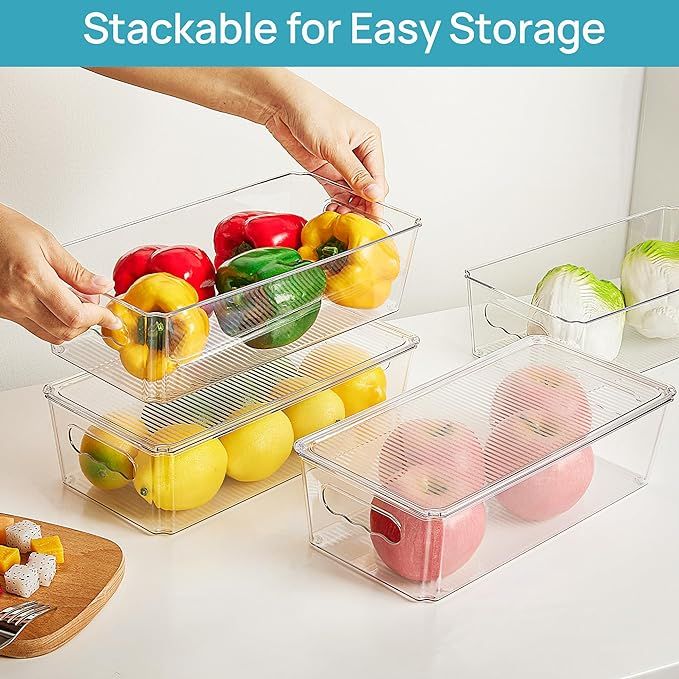 Vtopmart 8pcs Clear Organizers and Storage Bins with Lids, Stackable Plastic Storage Containers w... | Amazon (US)