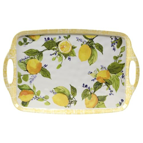 Certified International Lemon Zest Melamine Rectangular Tray with Handles, 19-inches Length, Kitchenware and Accessories | Amazon (US)