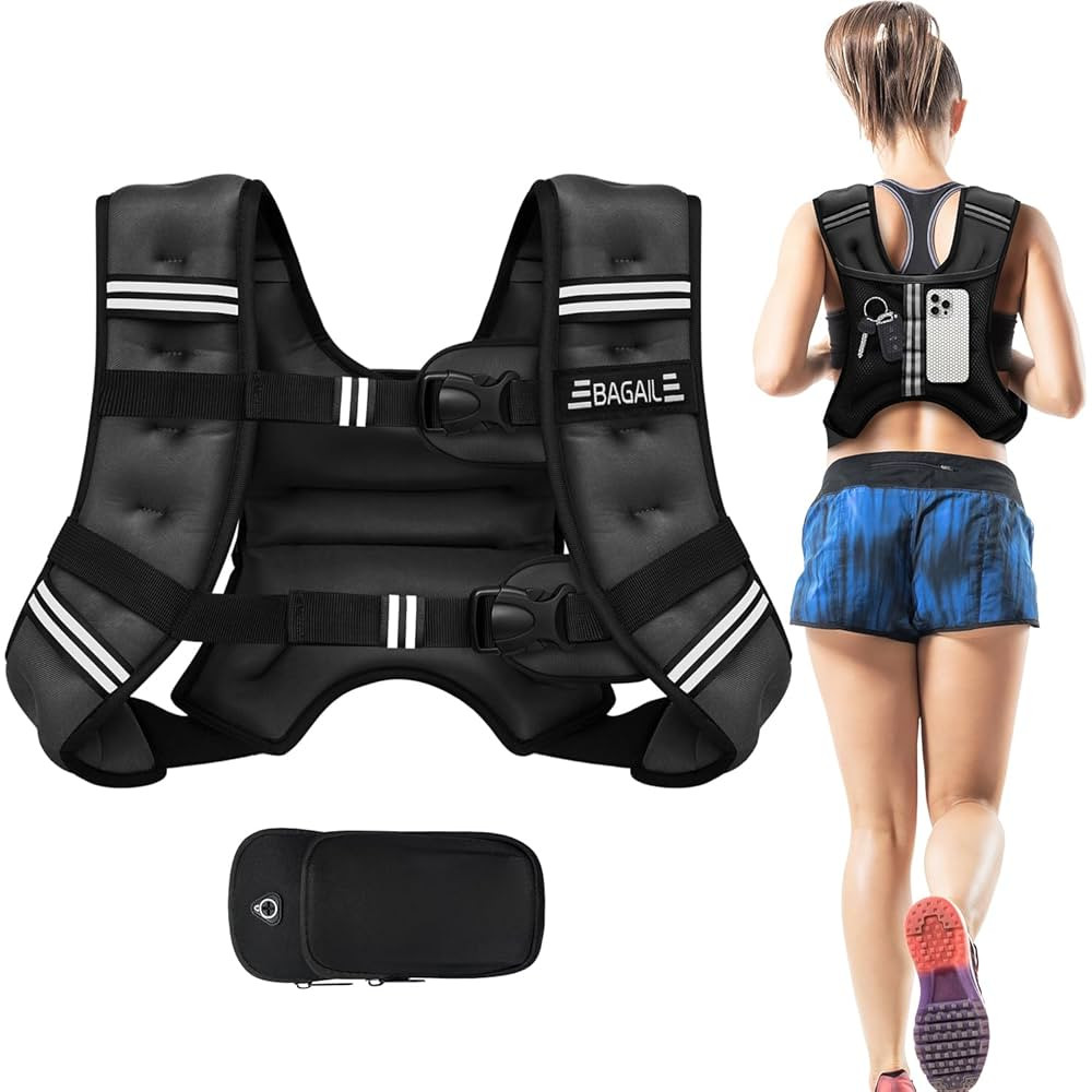 BAGAIL Weighted Vest, 5lbs/8lbs/10lbs/12lbs/15lbs/20lbs/25lbs/30lbs Weight Vest with Detachable P... | Amazon (US)
