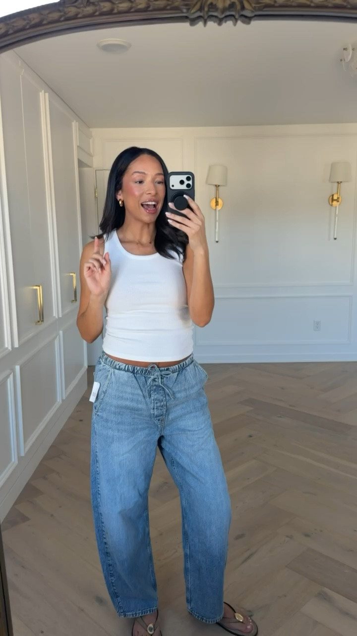 Spring outfit on SALE! Wearing size S white tank and size M pants 🤍 They’re so cute, casual, and super comfortable with an elastic waistband! 

spring fashion, spring style, spring outfit, travel outfit, airport outfit, casual outfit, mom outfit, postpartum outfit

#LTKmomlife #LTKSeasonal #LTKSaleAlert