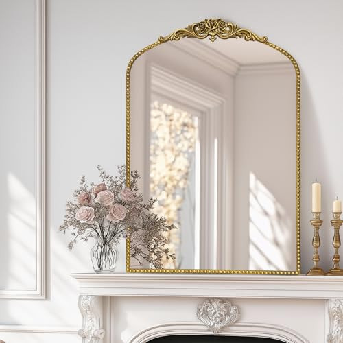 AIXI HOME Vintage Gold Arched Mirror 24"x36", Traditional Arendahl Antique Mirror with Ornate Metal Frame, Baroque Wall Mounted Mirrors for Entryway/Bathroom/Living Room/Hallway/Bedroom | Amazon (US)