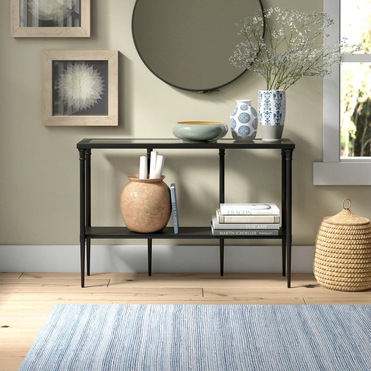 Dafna 45" Wide Rectangular Console Table in Blackened Bronze | Wayfair North America