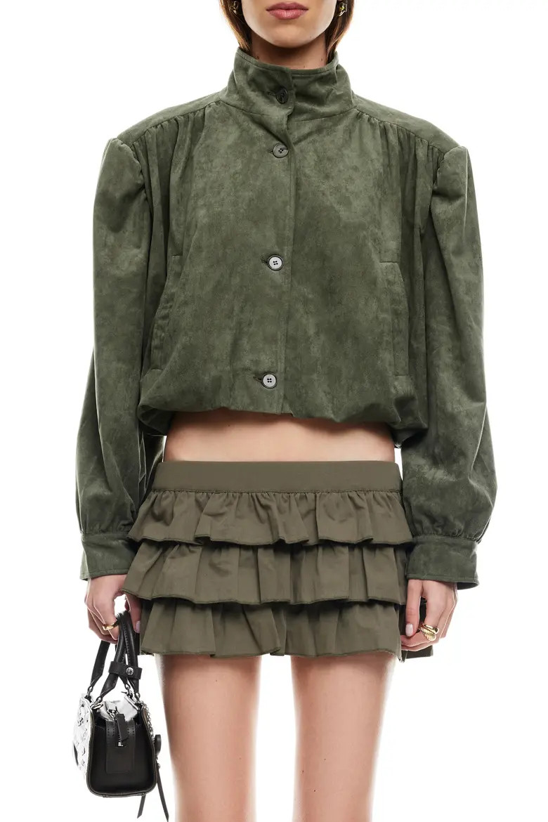 LIONESS Luminous Faux Suede Jacket in Safari at Nordstrom, Size X-Small | Nordstrom