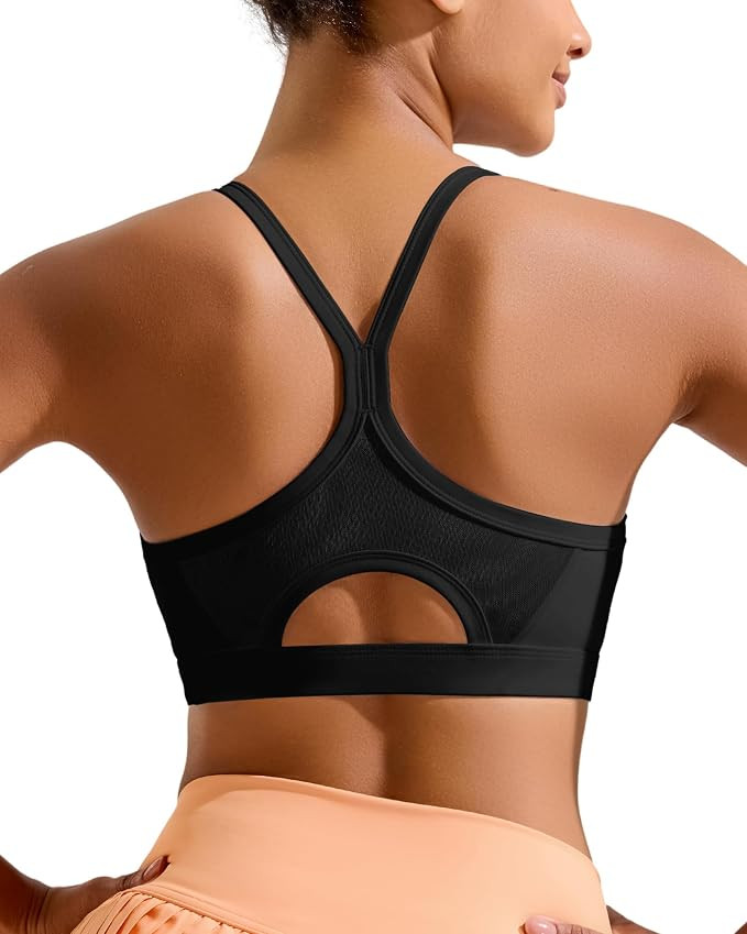 RUNNING GIRL Sports Bra for Women,Y Back Molded Cup Medium Impact Sports Bras for Women with Sewn... | Amazon (US)