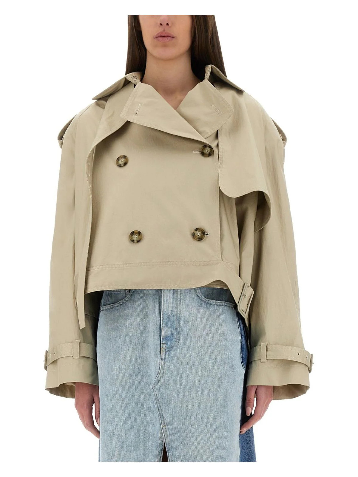 Stella Mccartney Women's Short Trench Coat With Belt in Beige | Size 34 | 670052 Color 3FU1509199 | LOZURI