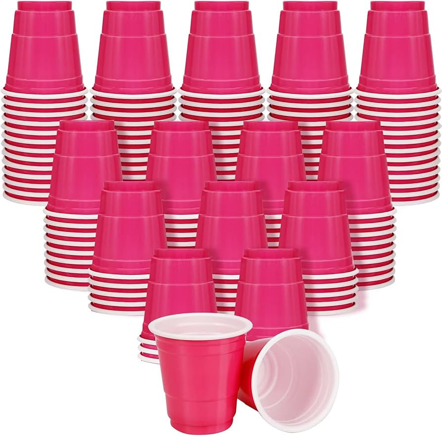 Disposable Shot Glasses,100 Count Mini Solo Cups,2oz Plastic Shot Cups,Bright Pink Mini Shot Glas... | Amazon (US)
