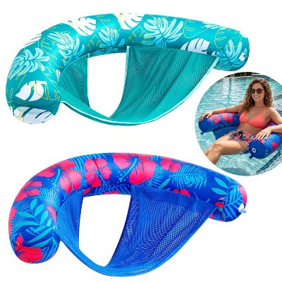 Joyfy 2 Packs Inflatable Pool Float Chairs, Inflatable Pool Noodle Chair with Sling, Floating Pool Lounge for Adult Summer Water Fun, Beach Party | Target