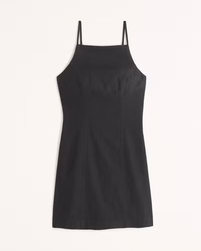 Linen-Blend Boatneck Low Back Mini Dress | Abercrombie & Fitch (US)