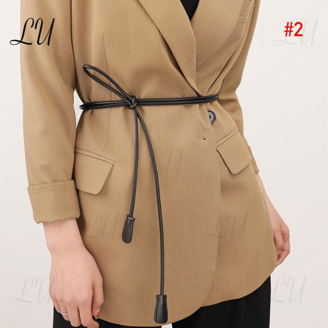 French Vintage Leather Rope Knotted Belt,lambskin Leather knotted Waist Belt, Blazers Dresses Be... | Etsy (US)