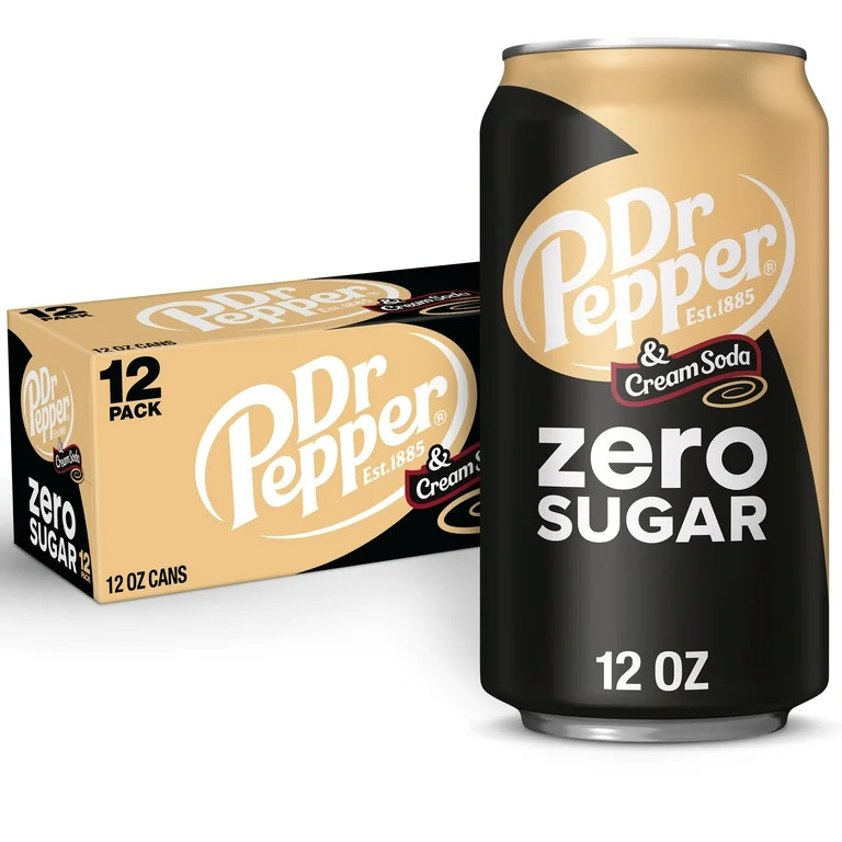 Dr Pepper and Cream Soda Zero Sugar, 12 fl oz cans, 12 pack - Walmart.com | Walmart (US)
